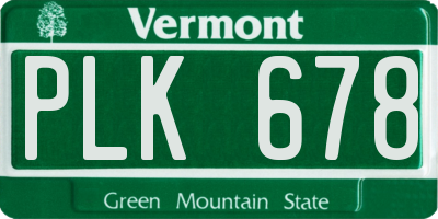 VT license plate PLK678