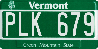 VT license plate PLK679
