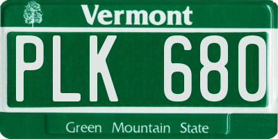 VT license plate PLK680