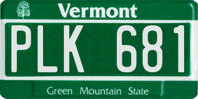 VT license plate PLK681