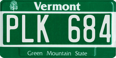 VT license plate PLK684