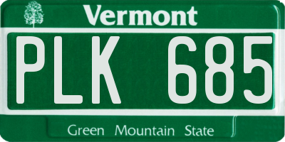 VT license plate PLK685