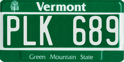 VT license plate PLK689