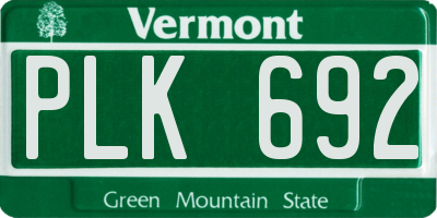 VT license plate PLK692
