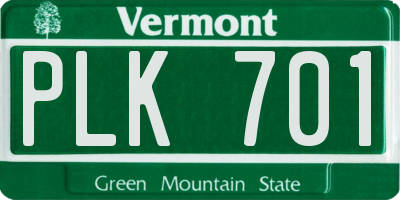 VT license plate PLK701