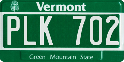VT license plate PLK702