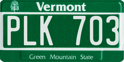 VT license plate PLK703