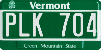 VT license plate PLK704