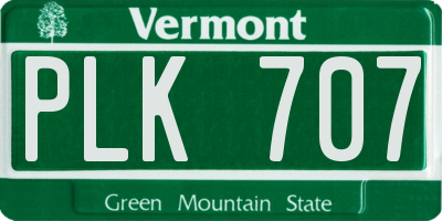 VT license plate PLK707