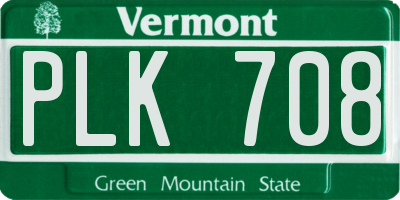 VT license plate PLK708