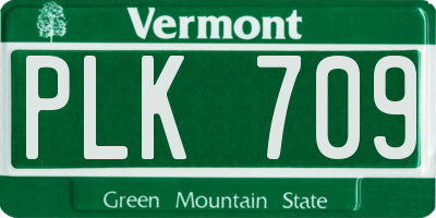 VT license plate PLK709