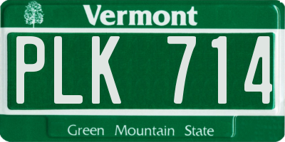 VT license plate PLK714