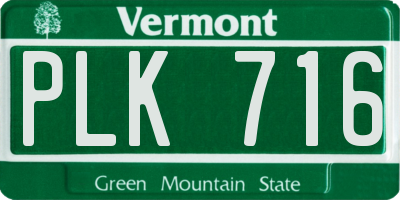 VT license plate PLK716