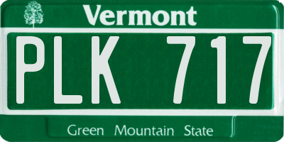 VT license plate PLK717
