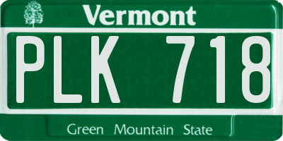 VT license plate PLK718
