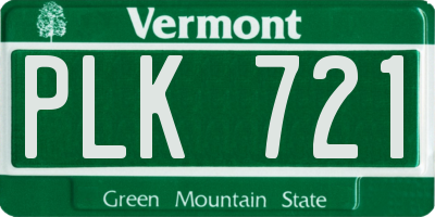 VT license plate PLK721