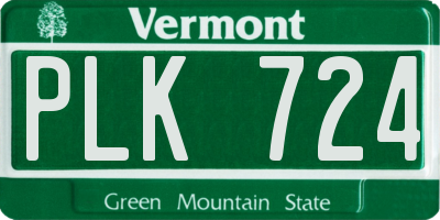VT license plate PLK724