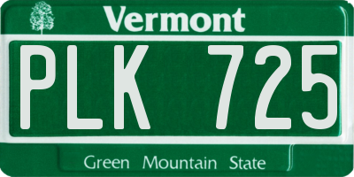 VT license plate PLK725