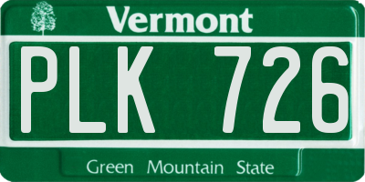 VT license plate PLK726