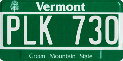 VT license plate PLK730