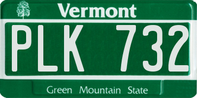 VT license plate PLK732
