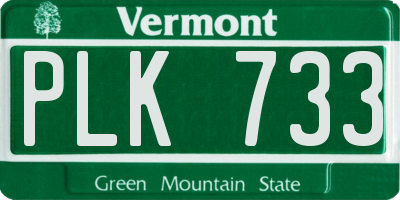 VT license plate PLK733