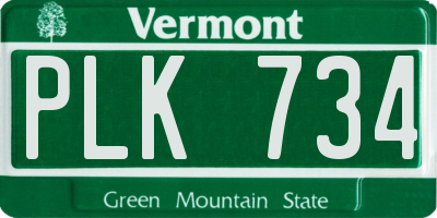 VT license plate PLK734