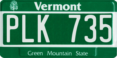 VT license plate PLK735