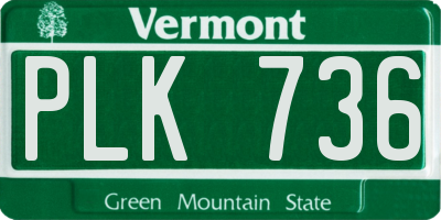VT license plate PLK736