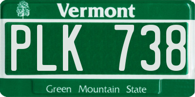 VT license plate PLK738
