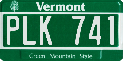 VT license plate PLK741
