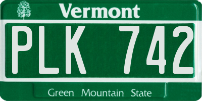 VT license plate PLK742