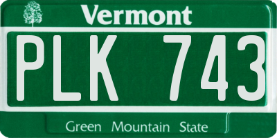 VT license plate PLK743