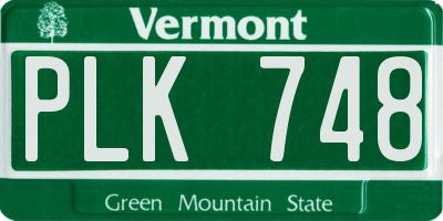 VT license plate PLK748