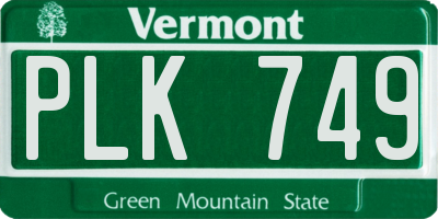 VT license plate PLK749