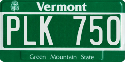 VT license plate PLK750