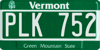 VT license plate PLK752