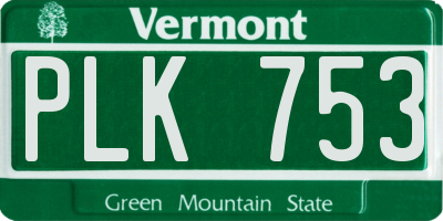 VT license plate PLK753
