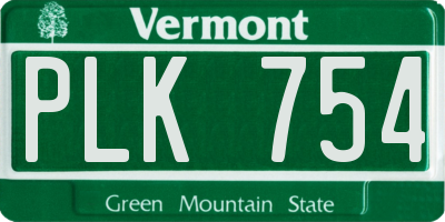 VT license plate PLK754