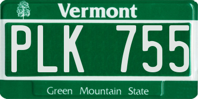 VT license plate PLK755