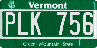 VT license plate PLK756