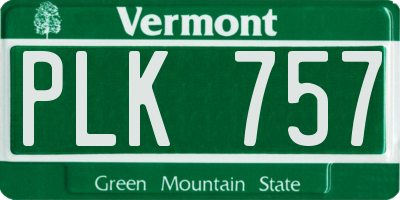 VT license plate PLK757