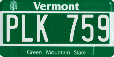 VT license plate PLK759