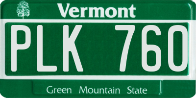 VT license plate PLK760