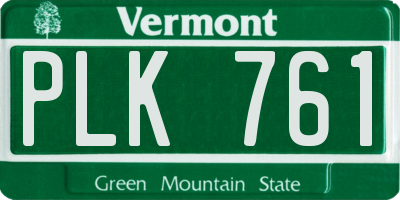 VT license plate PLK761