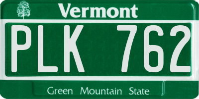 VT license plate PLK762