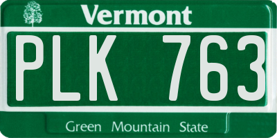 VT license plate PLK763