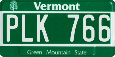 VT license plate PLK766