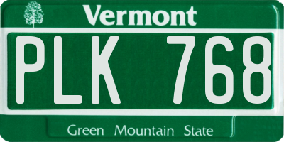 VT license plate PLK768
