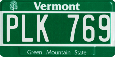 VT license plate PLK769